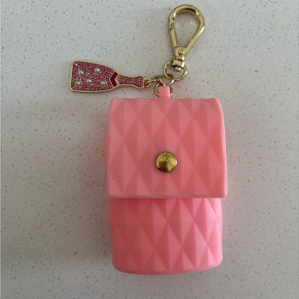 BBW Hand Sanitizer Pink Quilted Keychain Pouch